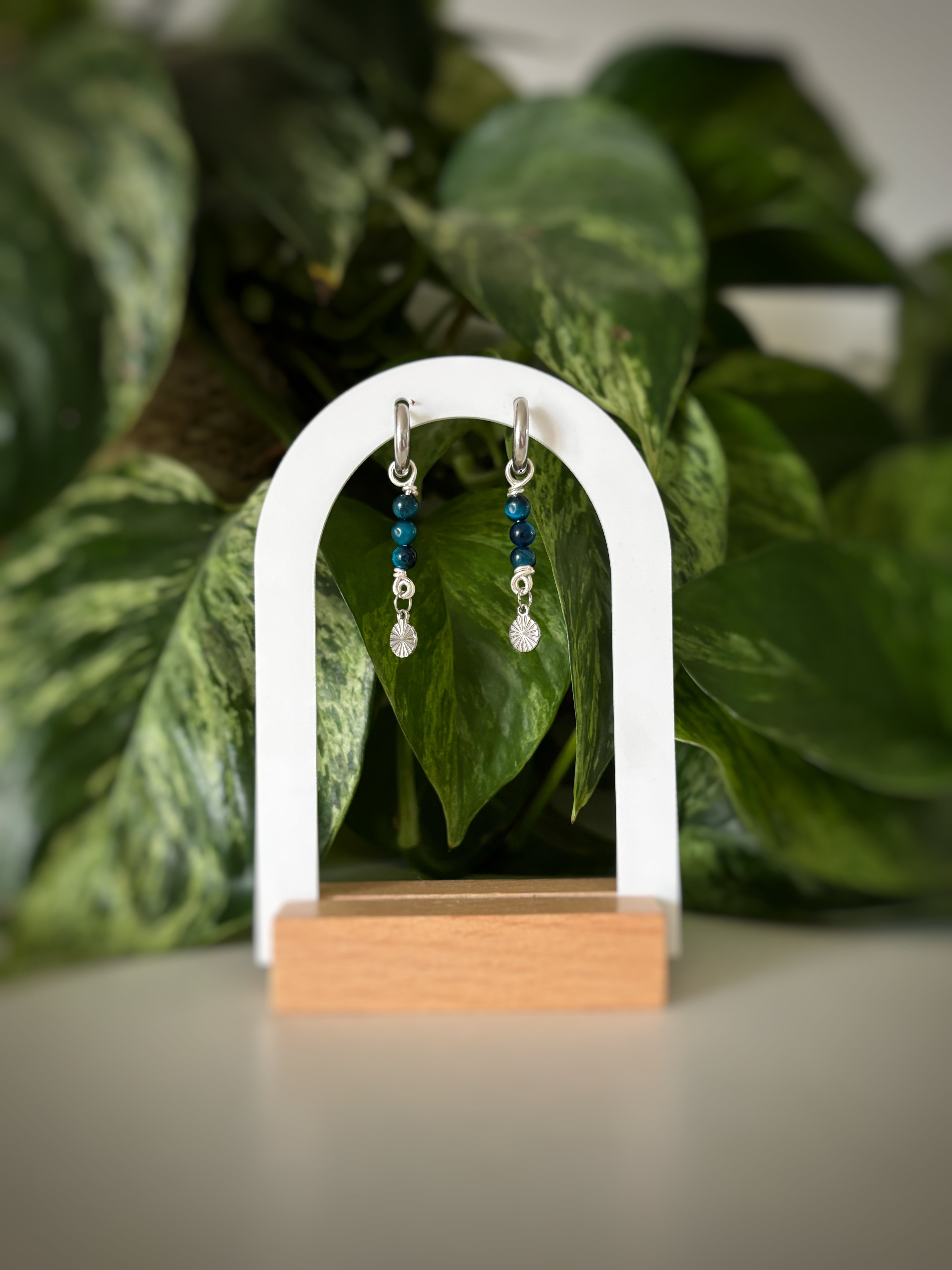 Boucles d’oreilles - œil de tigre bleu