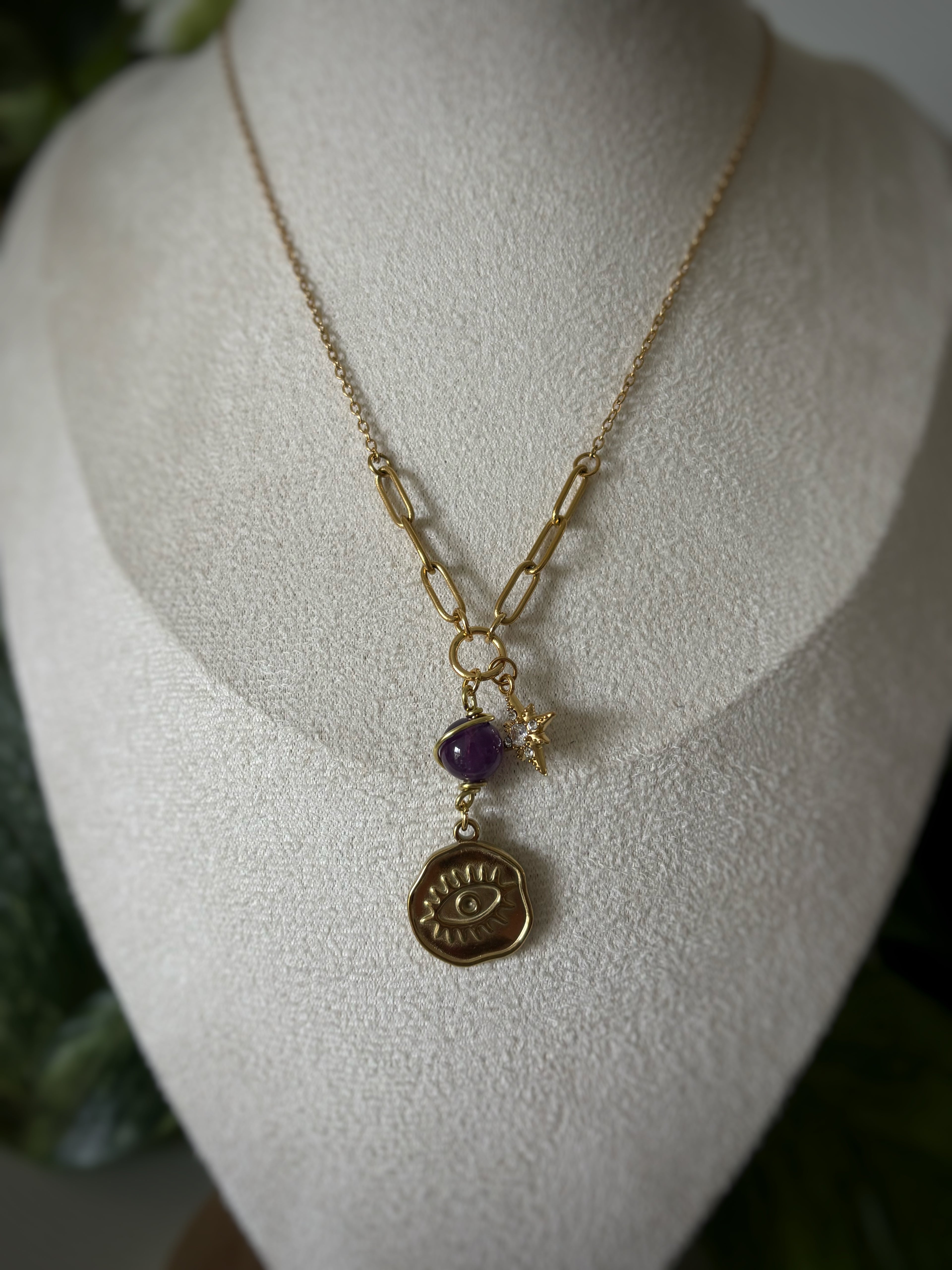 Collier améthyste - 3 ème œil