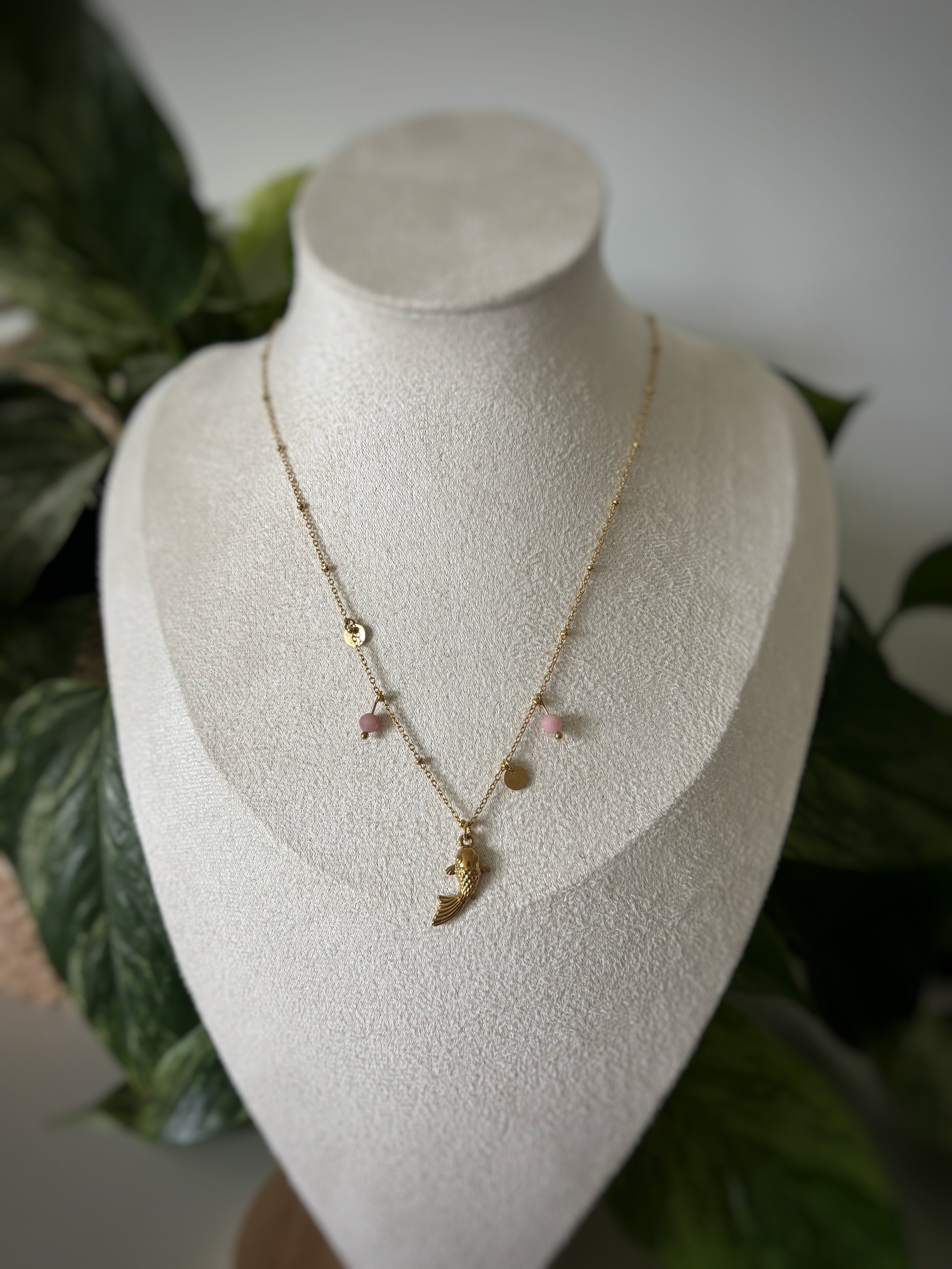 Collier rhodonite - Carpe koï