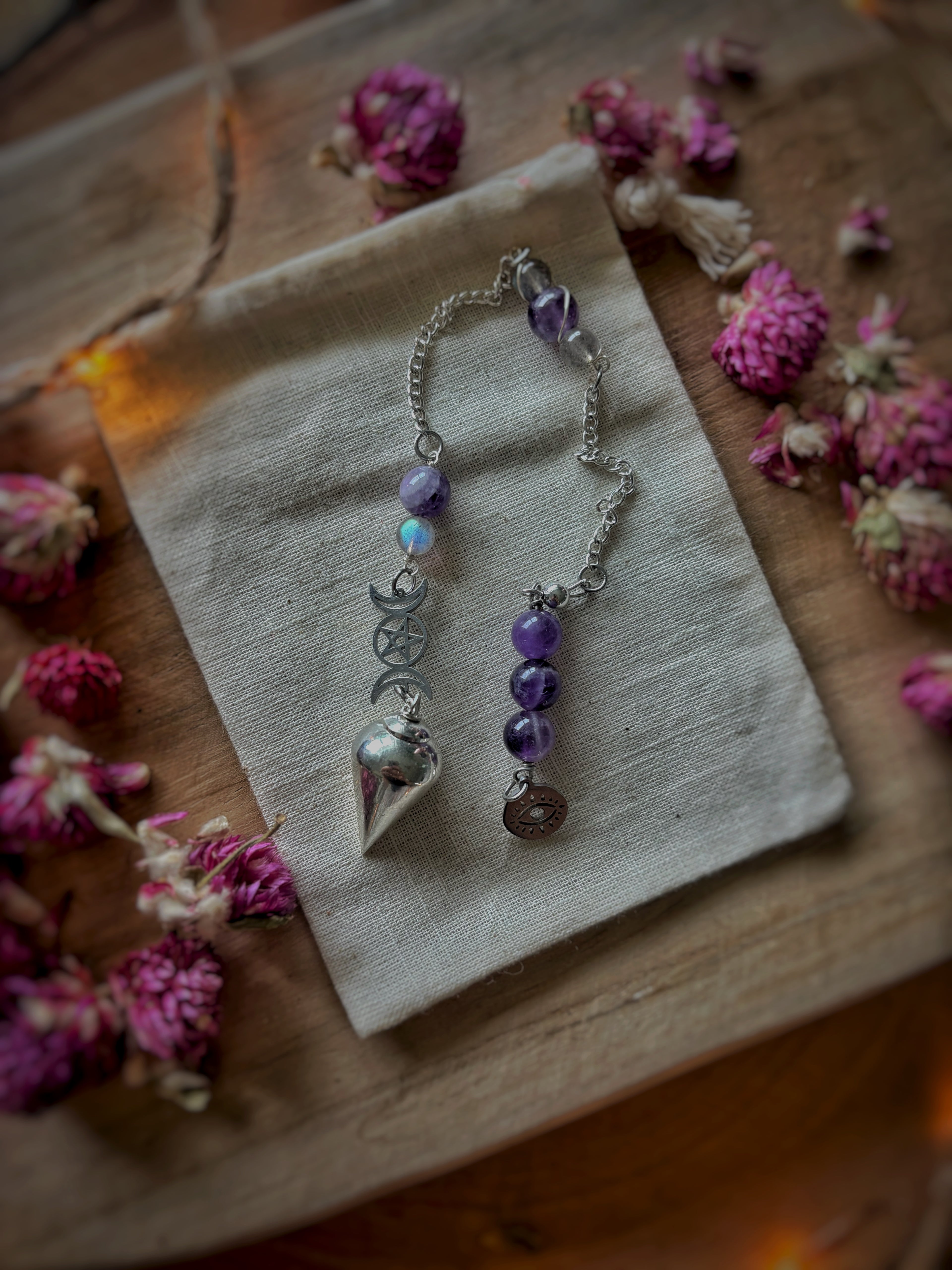 Pendule en améthyste & labradorite