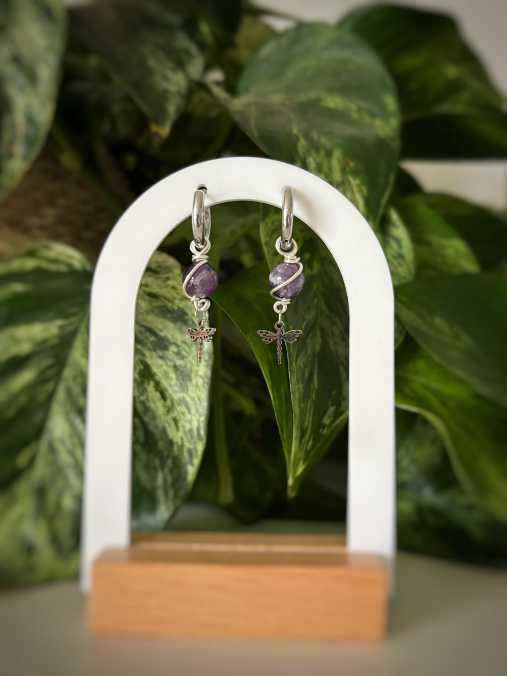 Boucles d’oreilles libellule - Améthyste
