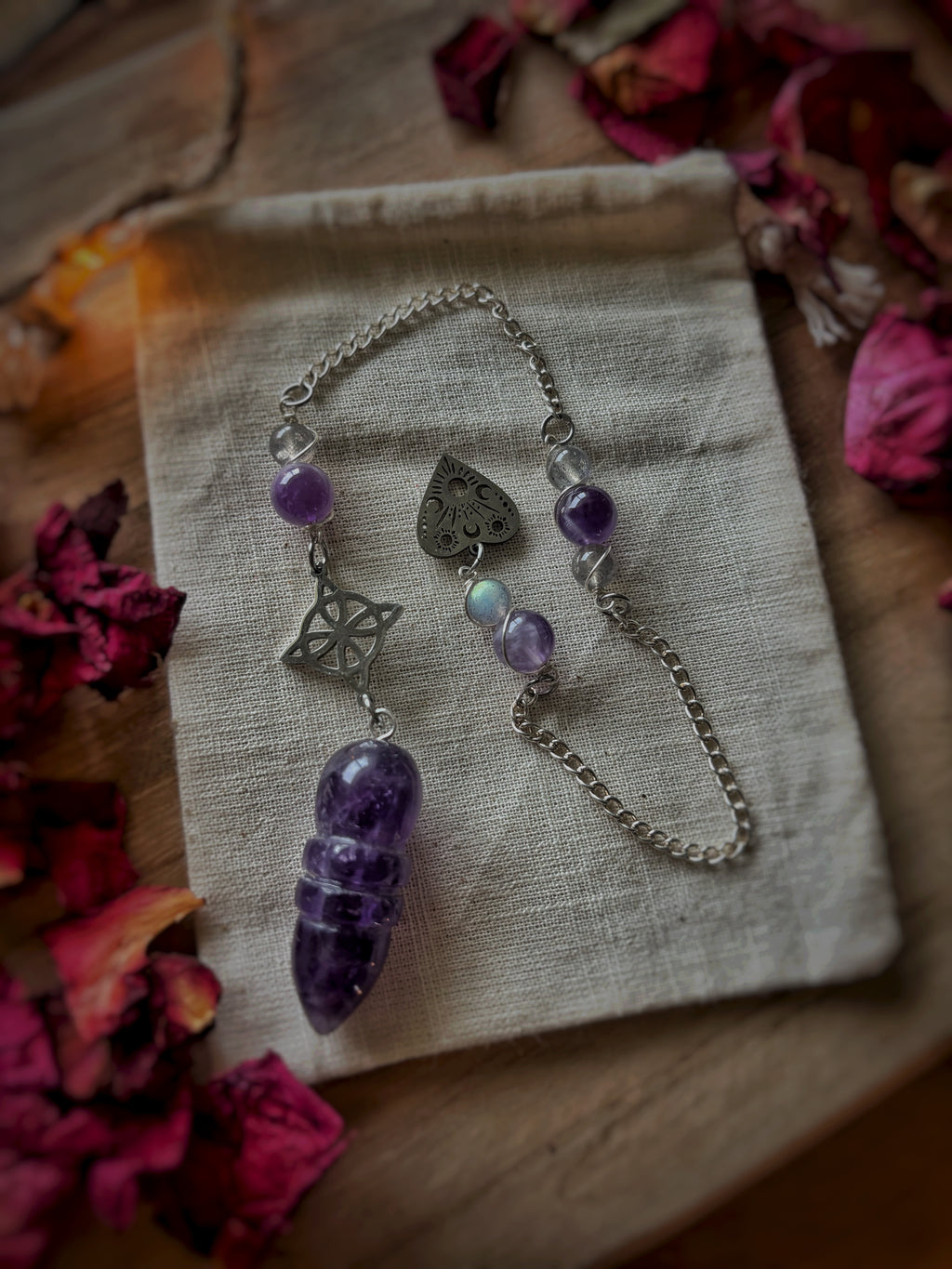 Pendule en améthyste & labradorite